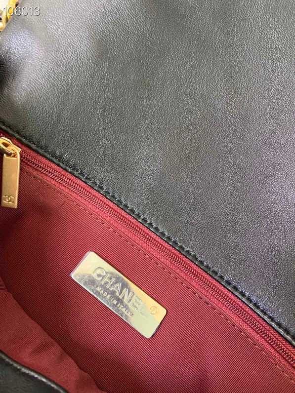 Chanel女包 香奈兒專櫃最新色款19口蓋包 Chanel經典黑色羊皮女包 AS1160  djc4306